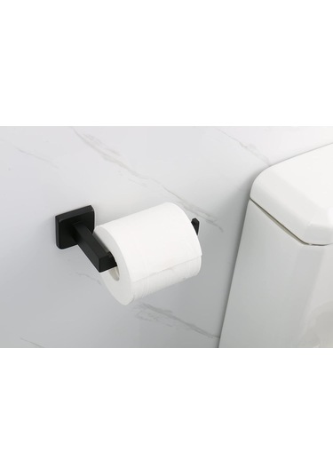 Konesam Sus 304 Paslanmaz Çelik Kare Duvar Tipi Büyük Bobin Kağıt Mendil Rafı - Banyo, Mutfak, Ofis İçin Siyah, 6.5