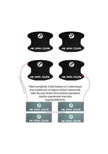 Bmw 418i Gran Coupe İçin Karbon Çizik Önleyici Özel Tasarım Şık Kapı İçi Folyo Seti 418i Gran Coupe Yazılı 4 Adet