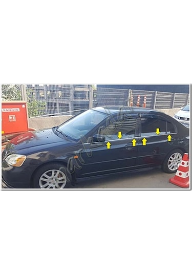 Markadan Honda Civic Krom Cam Çıtası 2001-2005 4 Parça Paslanmaz