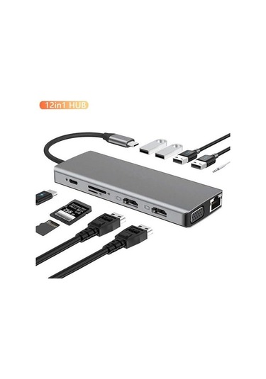 12in1 Dock Station 2 Adet Hdmı Uyumlu 1000 Mbps 4 K Çift Monitör