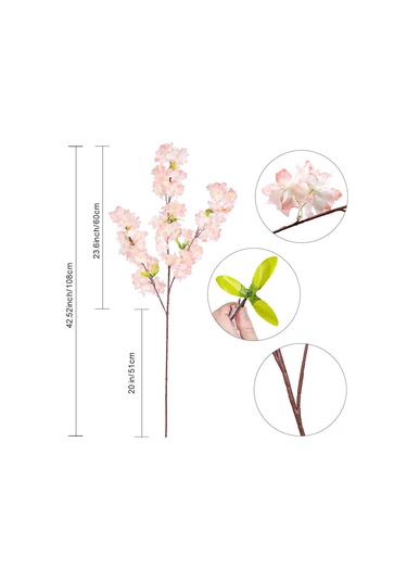 Hangfox 5 Adet Şampanya Rengi 4 Çatal Kullu 140 Gözlü 1.1m Plastik Sakura Dalı - Düğün Ve Ev Dekorasyonu İçin