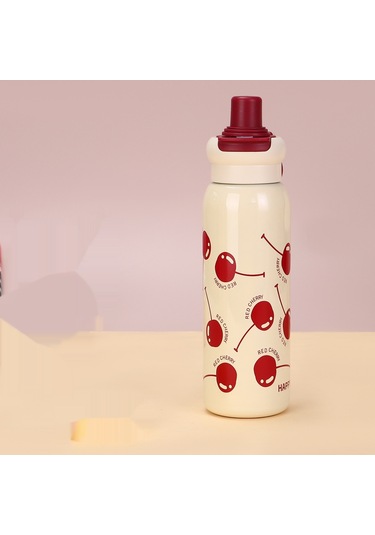 Aurora Öğrenci Termos Bardıbüyük Kapasiteli 304 Paslanmazçelik Hasır Bardak - Kırmızı Kırmızı