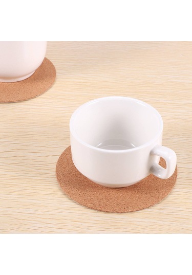 Mantar Bardak Altlıkları, Mantar Paspaslar Mantar Destek Levhaları 60 Adet, Yuvarlak Ahşap