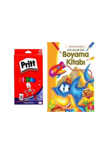 Pritt Silinebilir Mum Boya Ve Boyama Kitabı 2 Li Set Çok Renkli