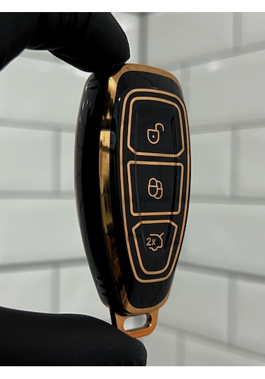 Ford Kuga Focus Mondeo Bmax Cmax Smax Uyumlu Anahtar Kılıfı Gold - Siyah