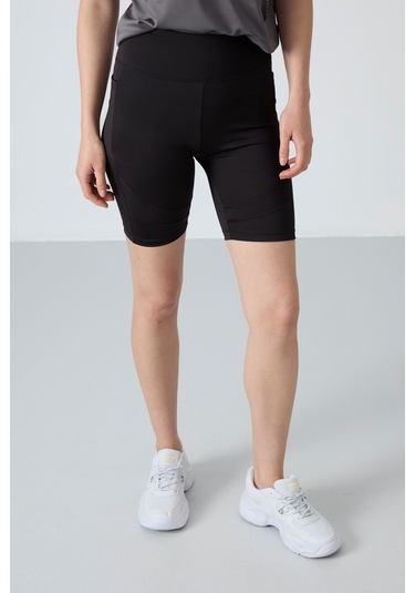 Tommy Life Siyah Polyester Esnek Standart Fit Performans Kadın Biker Tayt - 91012 SiYAH Siyah