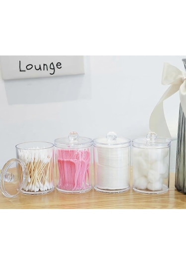 Parçalı Pamuk Ped Saklama Kutusu, Pamuklu Çubuk Kutusu, Şeffaf Akrilik Masaüstü Saklama Kutusu Seti, Oturma Odası, Yatak Odası, Banyo Tuvalet Masası Dekorasyonu İçin Uygundur Diğer