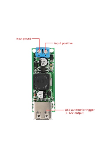 Lemestar Dc-dc Düşürme Modülü 6-32v'den 5v'ye Qc3.0 Hızlı Şarj Usb Tek Port Yüksek Verimli 24w Koruma Özellikli
