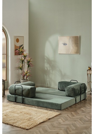 Dekoport Relax Kanepe Dinlenme Koltuğu Puffy Kanepe Yatak Olabilen Açılır Aktivite Koltuğu Yesil