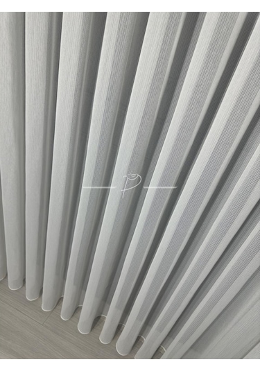 Tül Perde Yeni Nesil Çelik Desen Gramajlı Etek Kurşun Sarımlı Ekru