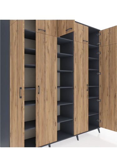 Hyperion Dolap 18 Raflı 9 Kapaklı 220x44x243 Antrasit-çam/antrasit Atlas Çam/antrasıt