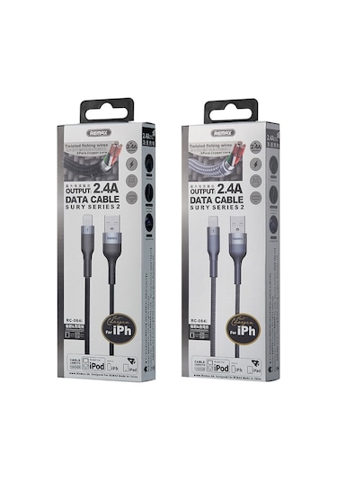 Remax Rc-064i Sury 2 Serisi 1m 2.4a Usb'den İphone Uyumlu, İpad İçin 8 Pin Veri Kablosu Siyah