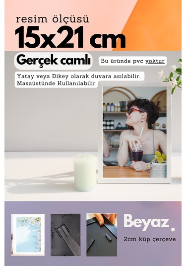 20mm Çerçeve Camlı 15x21 Cm Fotoğraf Resim Çerçevesi Ayaklı Veya Duvara Asma Yatay-dikey 75594364