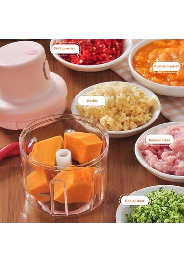 Kablosuz Kıyıcı Ev Elektrik Çok Fonksiyonlu Kıyılmış Tamamlayıcı Gıda Karıştırma Sarımsak Artifact Pişirme Makinesi Presler Pembe, 250ml Açık Gri