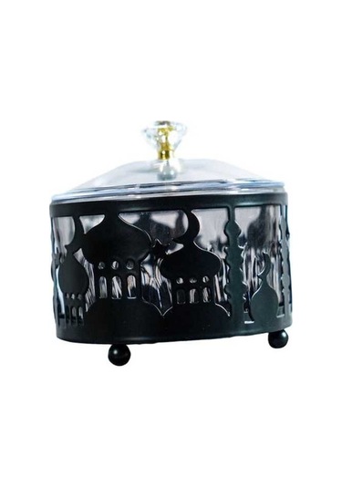 Bosphorusboutique02 Suntek Kapaklı Şekerlik Dekoratif Siyah Teneke Kutu Çeşni Siyah Diğer
