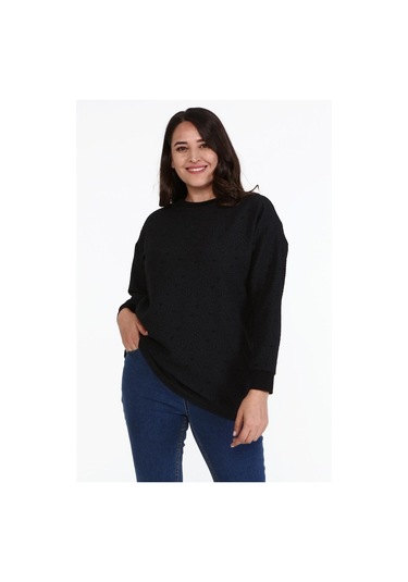 Jakarlı Bisiklet Yaka Sweatshirt