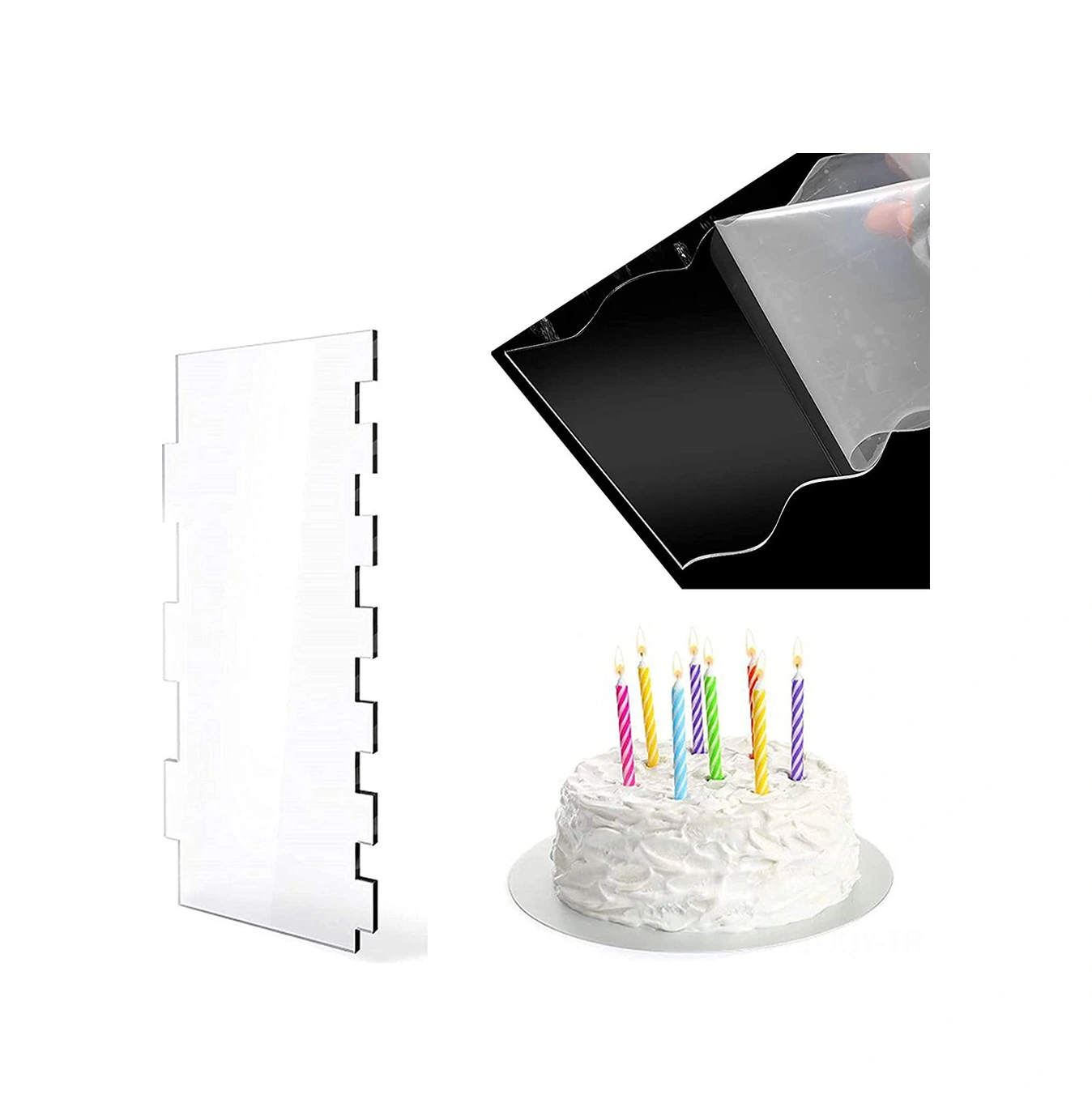 Youmex 6'lı Akrilik Pasta Squeegee Seti - Pürüzsüz Kabuk & Desenli Kenar Oluşturucu - Profesyonel Pastane Aracı Soğuk Beyaz