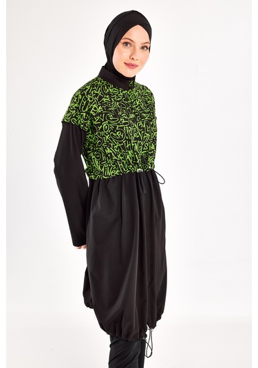 Spor Likra Tam Kapalı Tesettür Mayo Selına 1217 Siyah Siyah02 Siyah