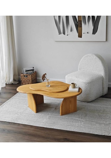 Meltedi Masif Ağaç Tasarım Orta Sehpa 96 X 65cm Teak