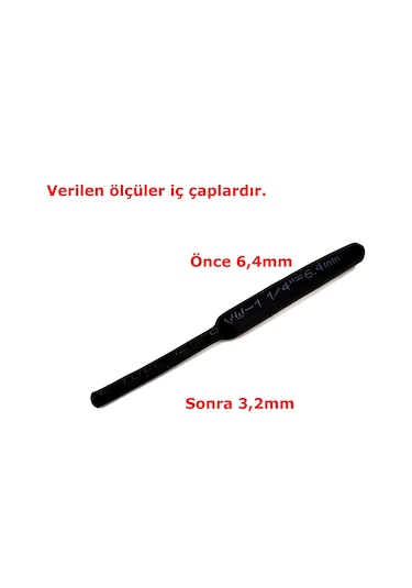 1 Metre 6,4mm Siyah Isı İle Daralan Makaron Kablo Izolasyon