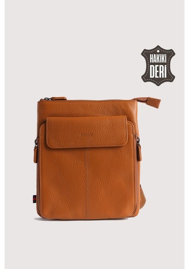 Hakiki Deri Erkek Postacı Çantası Taba Smr9279 Taba