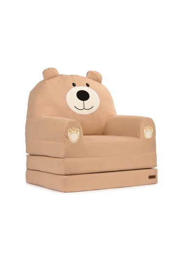 Portatif Katlanabilir Sevimli Çocuk Koltuğu - 3 Katlı Çocuk Yatak Koltuk - Taşınabilir Bebek Koltuğu Kahverengi Beyaz Kahverengi - Beyaz