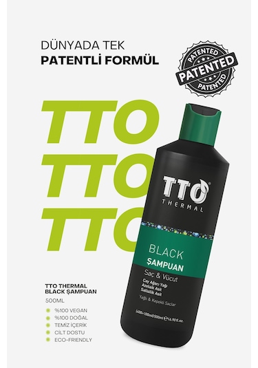 Tto Saç Ve Vücut Şampuanı 500 Ml Black Çay Ağacı Yağı / Tea Tree Oıl Tüm Saçlar