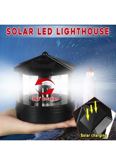 Parça Siyah Güneş Enerjili Işık Kulesi, Su Geçirmez, Led Döndürülebilir Güneş Enerjili