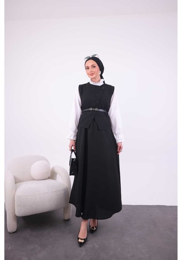 Bambu Keten Üçlü Takım Siyah