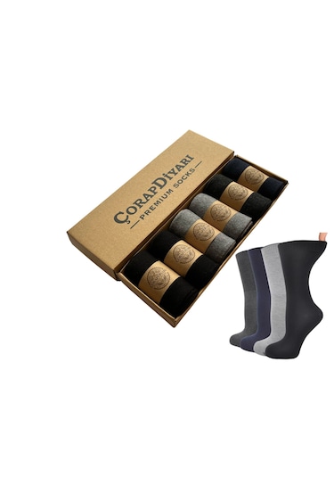 Çorapdiyarı Premium Serisi 6'lı Sıkmayan Lastikli Pamuklu Çorabı