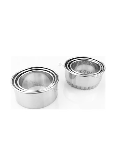 Fosenze 3 Parça Çelik Pasta Kalıbı, Yuvarlak Dalgalı Kenar, Pastane Ve Bisküvi Yapımı İçin