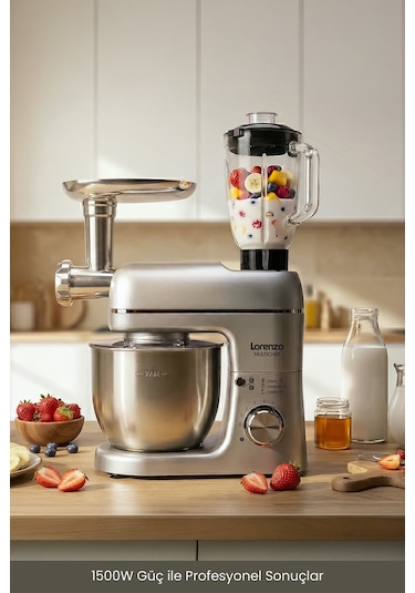 Lorenzo Multichef 1500 W  3 in 1 Stand Mixer