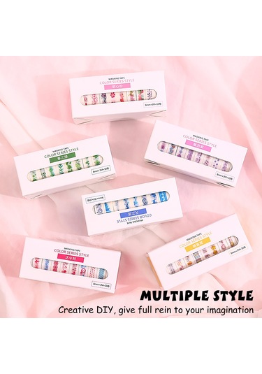 Gajeena Renkli Washi Bant Seti - 10 Rulo Dıy Günlük Dekorasyon Malzemesi Mor