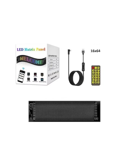 Araç Led Kayan Yazı Emoji Matrix Panel Kişiselleştirilebilir Telefon App Kontrollü Uzaktan Kumandalı