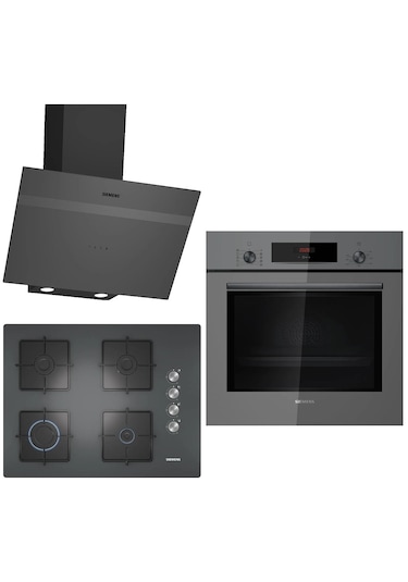 Siemens HB012FBH1T-EO7C9PO12O-LC64KPJ70T Gri 3 Lü Ankastre Set