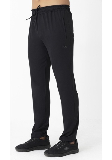 Crozwise Erkek Dar Paça Likralı Spor Pantolon Siyah