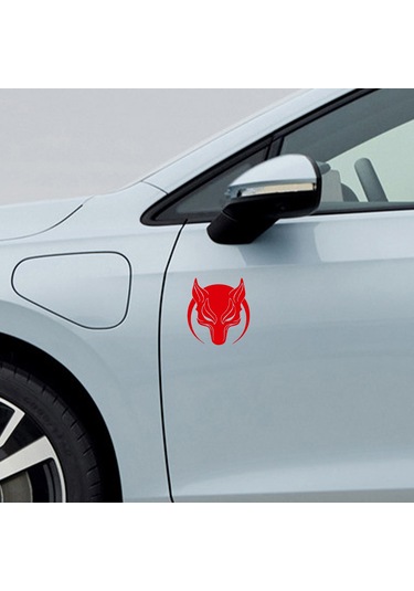 Börü Sticker - Kurt Sticker - Oto Sticker - 14cmx15cm - Kırmızı