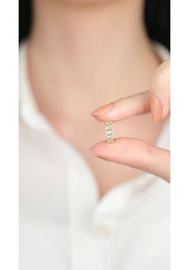 Arpaş 14 Ayar Altın Taşlı Oval Küpe 1024 Gold
