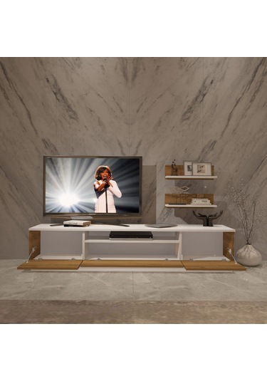 Decoraktiv Trio 4s Mdf Tv Ünitesi Tv Sehpası Beyaz - Pera