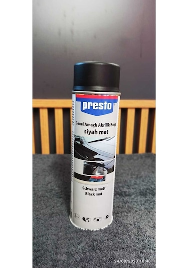 Presto Siyah Mat Sprey Akrilik Sprey Boya 500ml Şeffaf