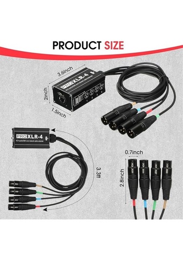 Metabagua Rj45 - 4 Kanal Xlr Ses 3 Pin Ayırıcı Erkek Ip1jzu Açık Sarı