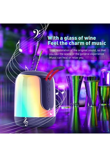 Ximistore9 Mobil Bluetooth Hoparlör, 10 Renkli Işık Modu, Güçlü Bas, 8 Saat Pil, Tws Ve Radyo Fonksiyonu İle Dışarıda, Kamp Ve Parti İçin