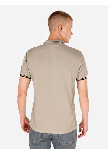 Colins Normal Kesim Kısa Kol Erkek Polo Yaka Tişört - Haki Açık Haki