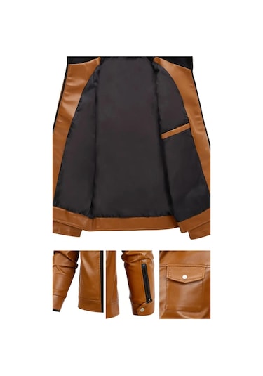 Hakiki Kuzu Derisi Taba Renk Erkek Spor Ceket Taba