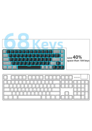 Magegee Mk-box 68 Tuş Kablolu Mekanik Red Switch Türkçe Q Gri-siyah Gaming Klavye
