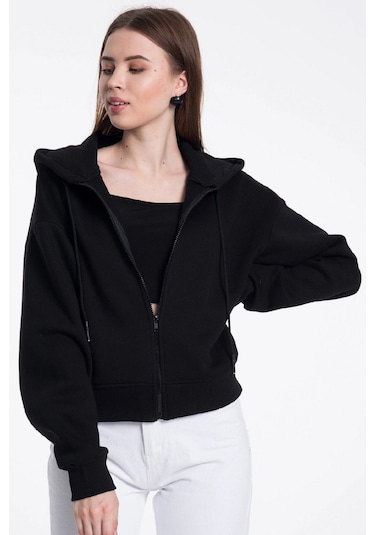 Caya Beyaz Kadın Sweatshirt Siyah
