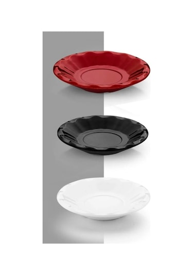 Tria Porelin 6'lı Çay Tabağı - Siyah