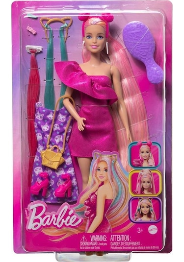 Nessiworld Jdc85 Barbie Upuzun Muhteşem Saçlı Bebekler Pembe Saçlı Bebek-39765