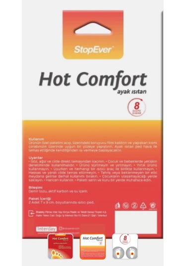 Hot-comfort 8 Saat Etkili Ayak Isıtıcı Pad 2x2'li Paket Turuncu