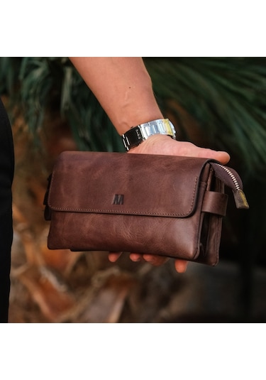 Mft Leather Hakiki Deri Unisex Fermuarlı Cüzdan Lotus 1616 Flother Turuncu
